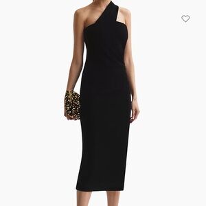 Reiss Abbey Velvet One-Shoulder Midi-Dress